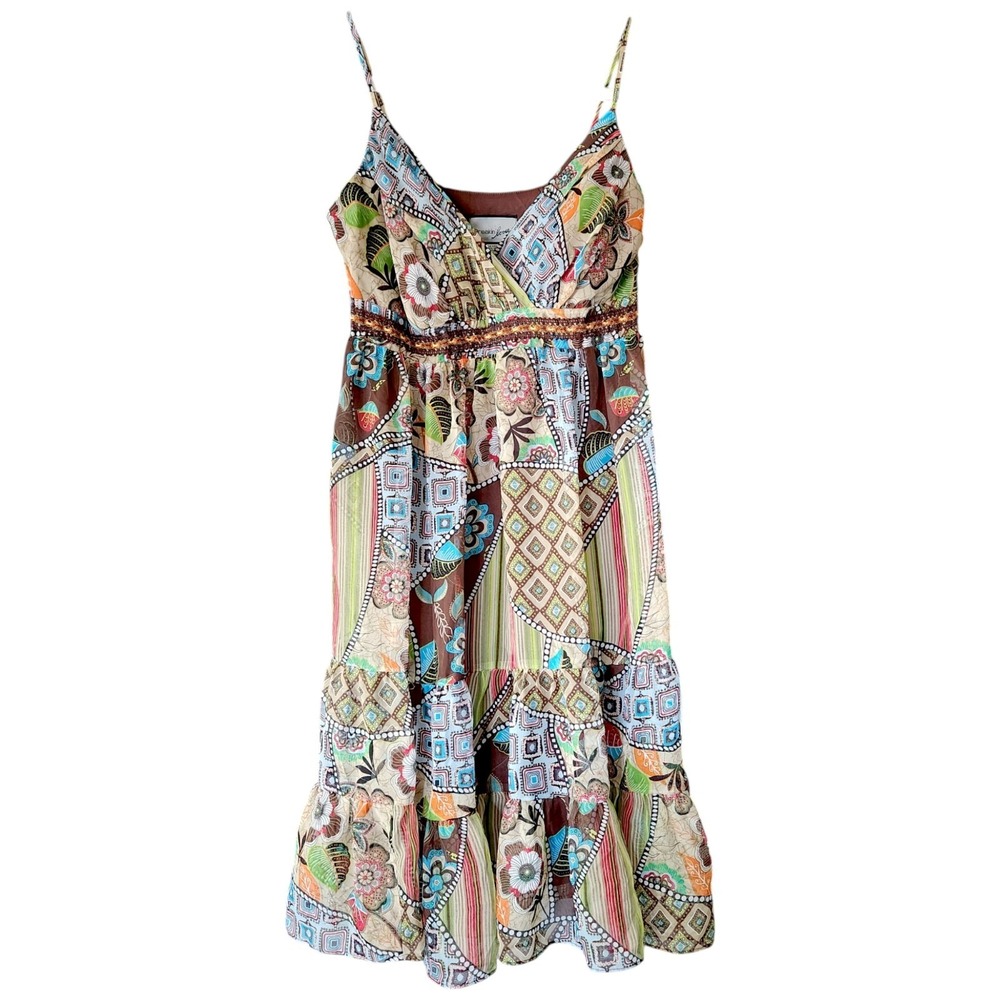 Y2K Breakin‎ Babydoll Patchwork Print Dress 5/6 Flowy Boho Festival Concert Mini